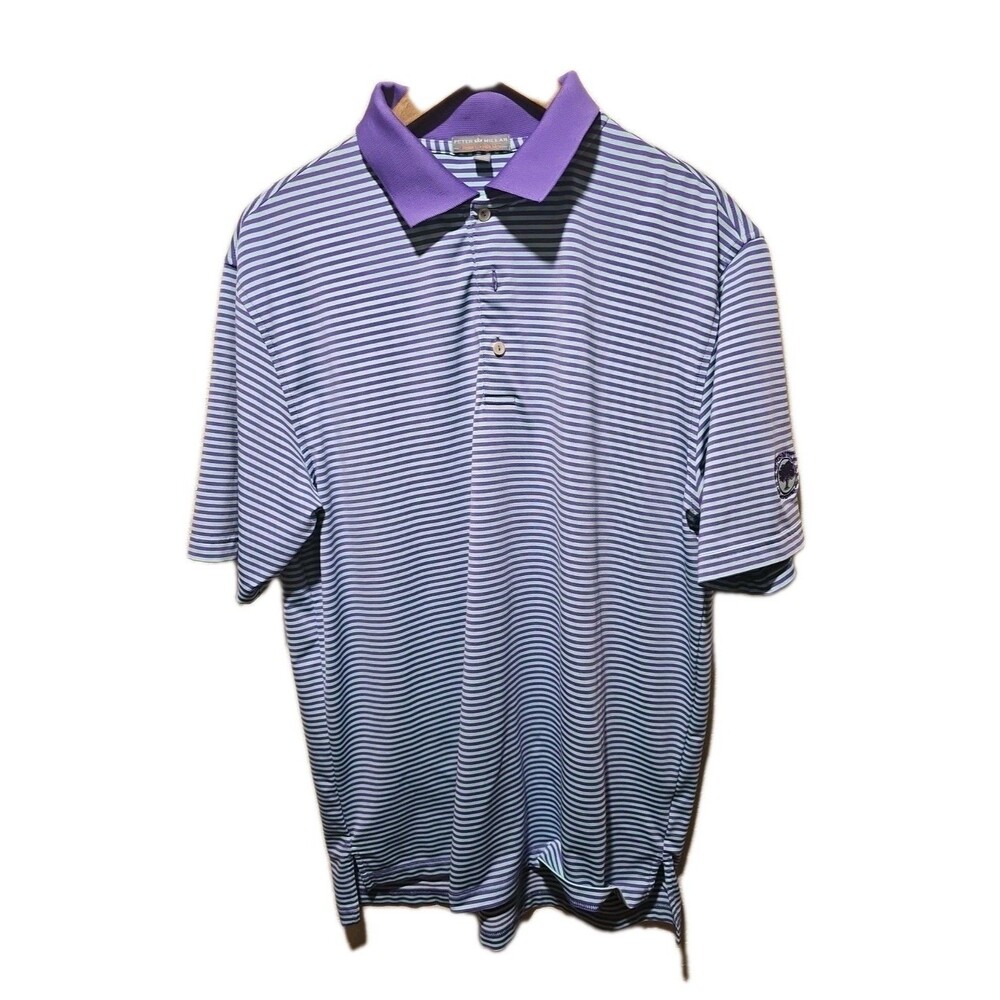 Peter Millar Summer Comfort Mens Stripe Golf Polo Shirt Springfield Large